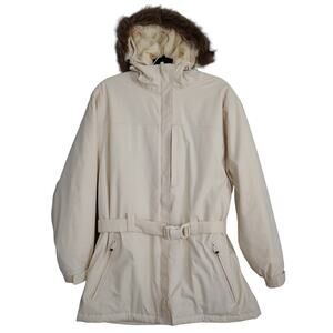 Cabelas Womens Snow Jacket Coat Size Large Outerwear Off White Fur Collar Sporty